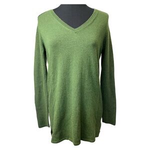 J. Jill | Green Cotton Blend Mixed Knit Tunic Sweater, Small